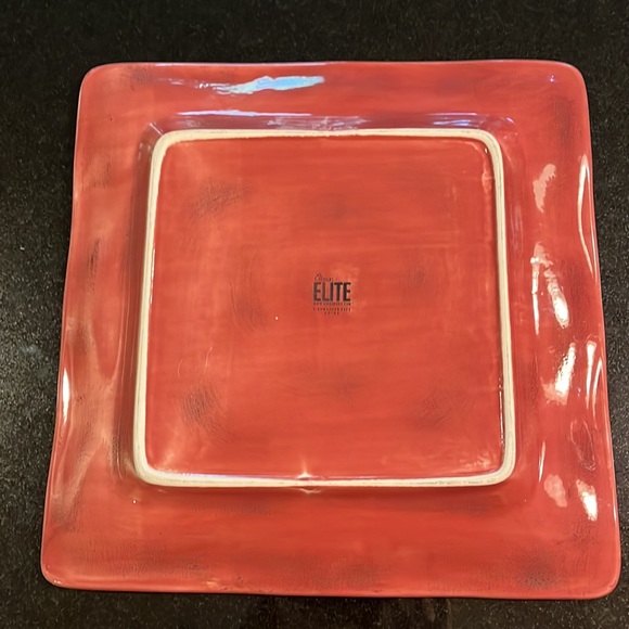 "ELITE"  Square Serving Platter / Charger "RHAPSODY - Salmon" by Gibson - Picture 6 of 7